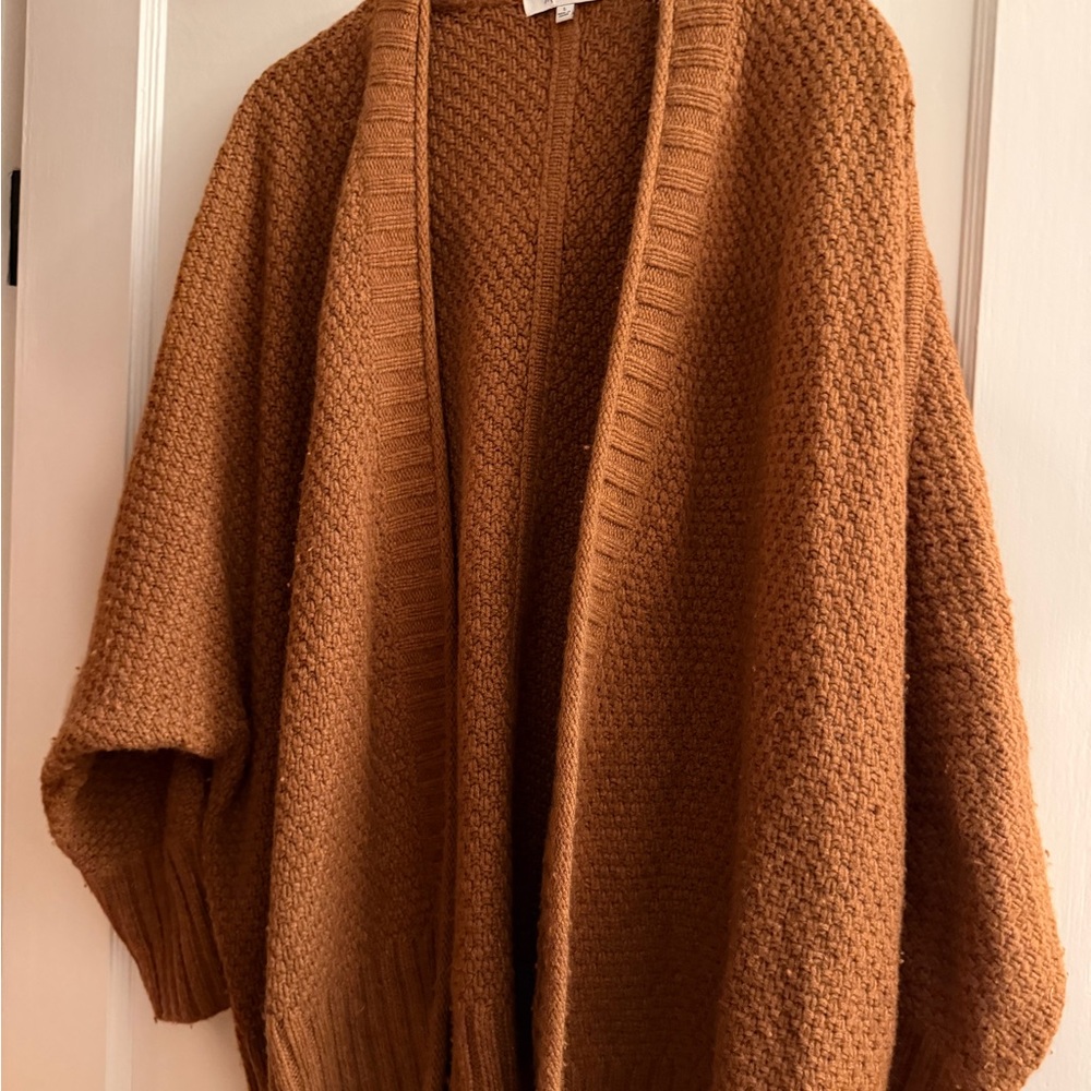 Madewell Burnt Orange Textured Knit Open Cardigan Sweater Size L